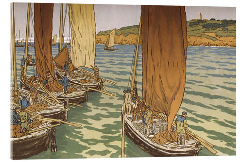 Acrylglas print Departure of the boats in Tréboul