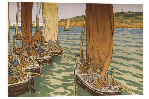 Hartschaumbild Abfahrt der Boote in Tréboul