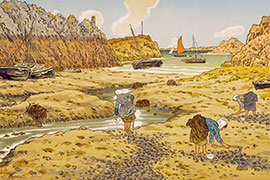 Magnettafel Hafen von Loguivy bei Ebbe