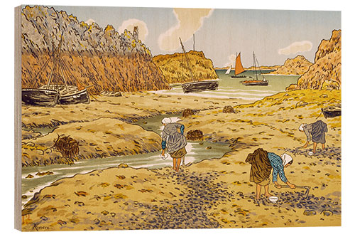 Wood print Loguivy harbor at low tide