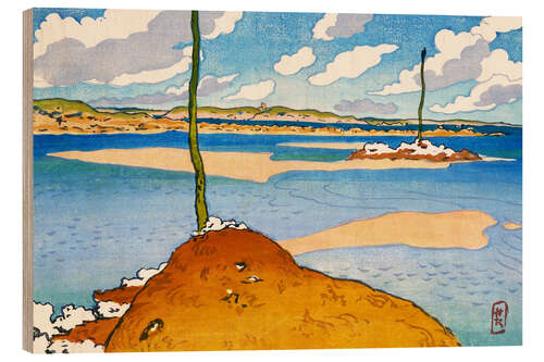 Hout print La Balise Chéruette at low tide (Saint-Briac)