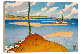 Hout print La Balise Chéruette at low tide (Saint-Briac)