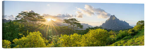 Quadro em tela Mont Rotui at sunset, Moorea, French Polynesia