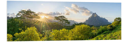 Foam board print Mont Rotui at sunset, Moorea, French Polynesia