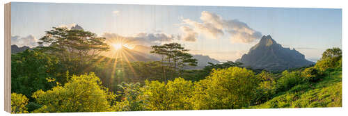 Hout print Mont Rotui at sunset, Moorea, French Polynesia