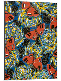 Magnettafel Schmetterlinge auf stilisierten Rosen