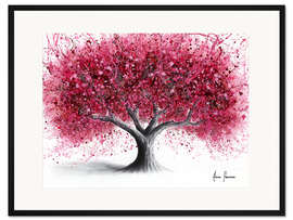 Gerahmter Kunstdruck Himbeerroter Baum