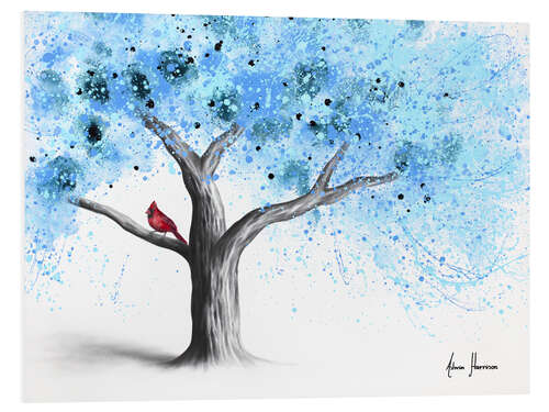 Foam board print Cardinal in a Snow Tree