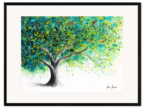 Ingelijste kunstdruk Moonlight Lagoon Tree