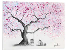 Magnettafel Familie unter dem Blütenbaum