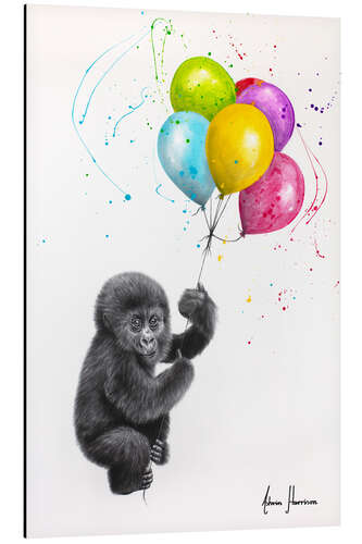 Obraz na aluminium Baby Gorilla and the Balloons