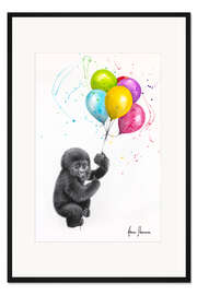 Gerahmter Kunstdruck Baby Gorilla und die Ballons