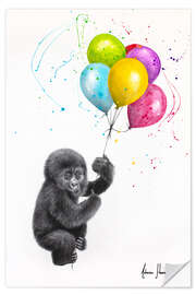 Naklejka na ścianę Baby Gorilla and the Balloons