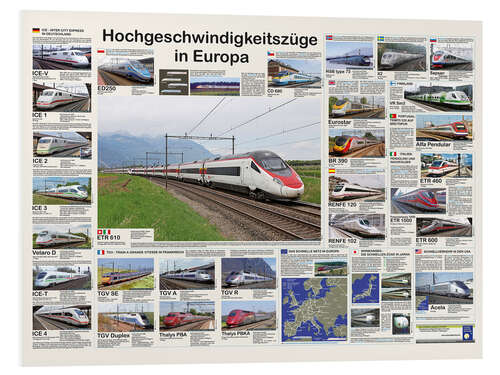 Foam board print High-speed trains in Europe (German)