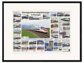 Framed art print High-speed trains in Europe (German)