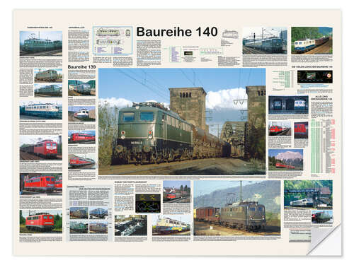 Selvklebende plakat Railways - Class 140 (German)