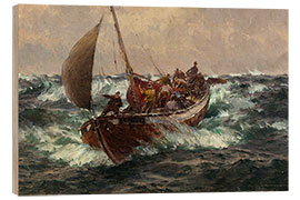 Wood print Fisherman on a stormy sea