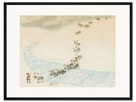 Gerahmter Kunstdruck Rentierhaltung