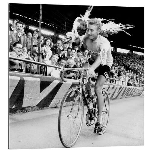 Quadro em alumínio Jacques Anquetil,Winner, Tour De France, Paris on July 16, 1961