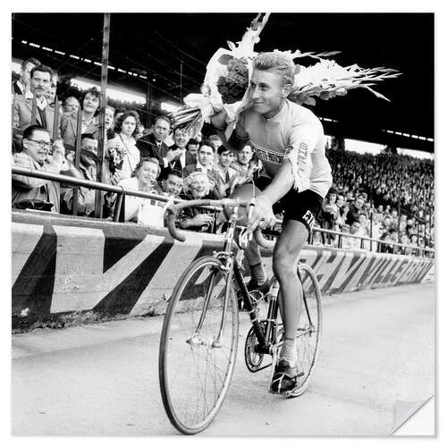 Sticker mural Jacques Anquetil,Winner, Tour De France, Paris on July 16, 1961