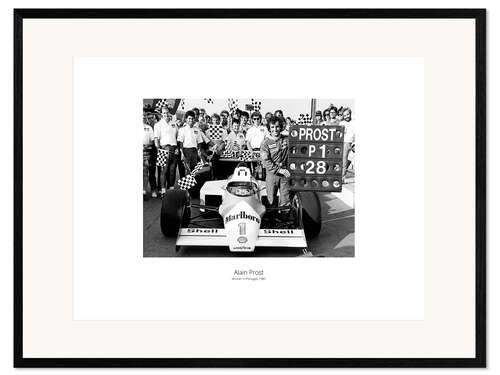 Impresión de arte enmarcada Alain Prost, Winner in Portugal, 1987