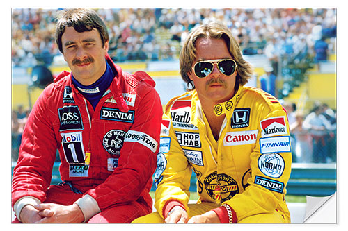 Selvklebende plakat Keke Rosberg and Nigel Mansell, 1980