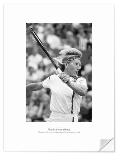 Sticker mural Martina Navratilova, French Open, Roland Garros, Tennis Tournament in 1988