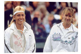 Foam board print Tenniswomen Martina Navratilova and Steffi Graf in 1989