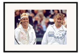Gerahmter Kunstdruck Martina Navratilova und Steffi Graf, Tennisspielerinnen, 1989