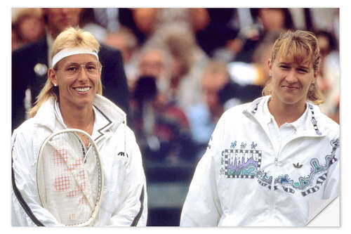 Wandsticker Martina Navratilova und Steffi Graf, Tennisspielerinnen, 1989