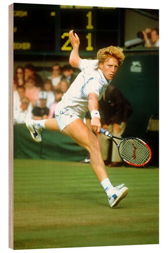 Wood print Tennisman Boris Becker at a Wimbledon Game in June 1988