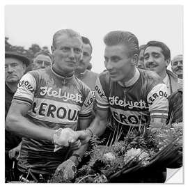 Selvklebende plakat Andre Darrigade congratulating Jacques Anquetil, Paris, September 3, 1960