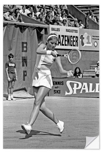 Selvklebende plakat Tennis Player Chris Evert Lloyd, French International Tennis Match, June 13, 1975