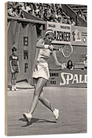 Wood print Tennis Player Chris Evert Lloyd, French International Tennis Match, June 13, 1975