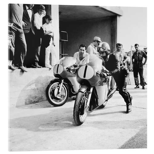 Stampa su vetro acrilico Giacomo Agostini and MV Agusta motorcycle, Monza, Italy, 1971