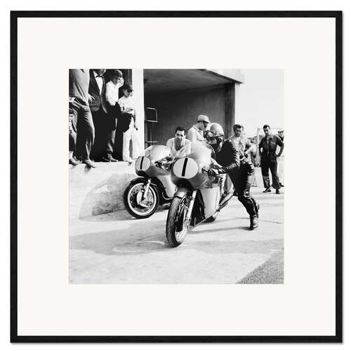Impression artistique encadrée Giacomo Agostini and MV Agusta motorcycle, Monza, Italy, 1971