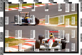 Gerahmter Kunstdruck Ayrton Senna, Marlboro McLaren und Nigel Mansell, Williams Honda, Formel 1, 1990er Jahre