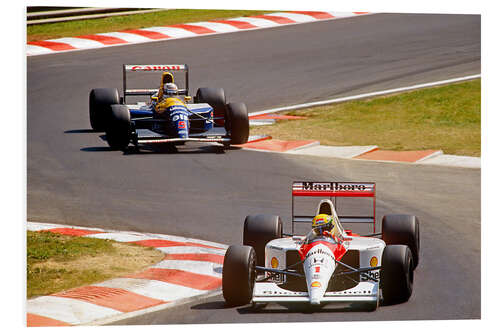 Hartschaumbild Ayrton Senna, Marlboro McLaren und Nigel Mansell, Williams Honda, Formel 1, 1990er Jahre