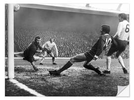 Sticker mural Bob Wilson lets in a goal from John Toshack, 30 January 1971