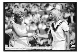 Gerahmter Kunstdruck Chris Evert Lloyd und Martina Navratilova beim Finale von Roland Garros, Paris, 1986