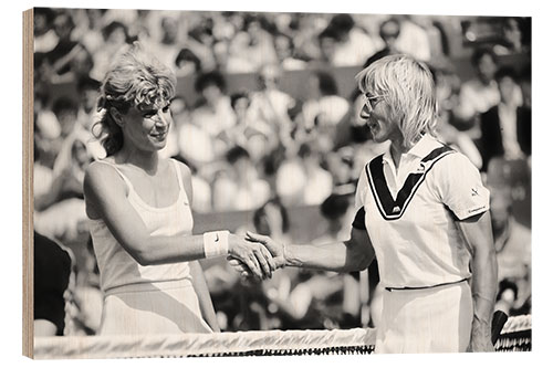 Tableau en bois Chris Evert Lloyd and Martina Navratilova at Finale of Roland Garros, Paris, 1986