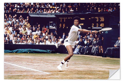 Selvklæbende plakat Tennisman Arthur Ashe, Wimbledon championship, 1975