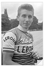 Selvklebende plakat Jacques Anquetil, Cyclist, Longchamp, Paris, September 3, 1960