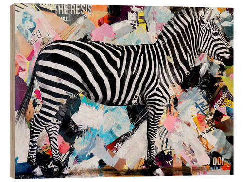 Wood print Pop Art Zebra