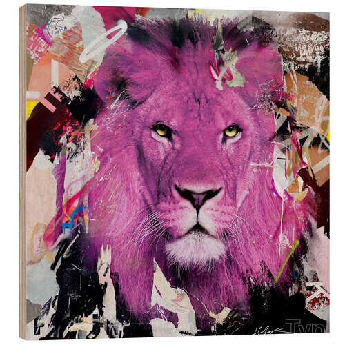 Wood print Pop art lion - Instinctively ruling