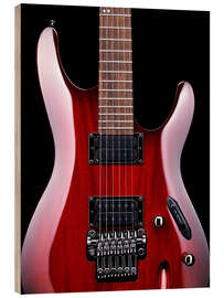 Wood print Red electric guitar