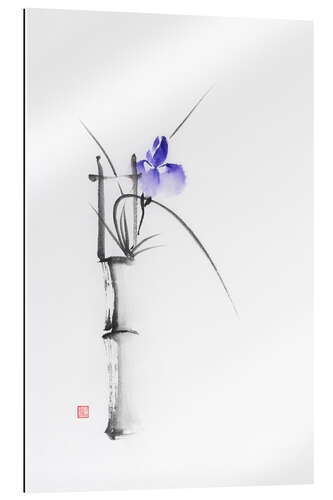 Gallery Print Lila Blume in einer Vase, Sumie-Stillleben