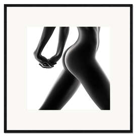 Inramat konsttryck Nude bodyscape on white 02