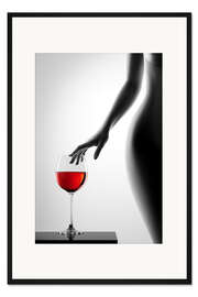 Gerahmter Kunstdruck Silhouette mit Rotwein