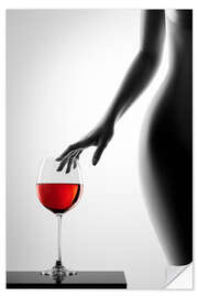 Wall sticker Silhouette with red wine